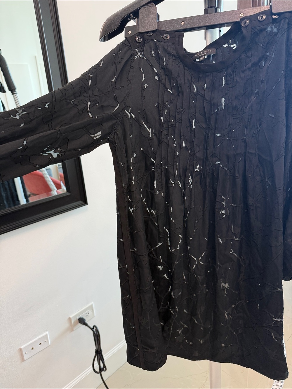 rag & bone Black Mini Dress with Subtle White Speckle